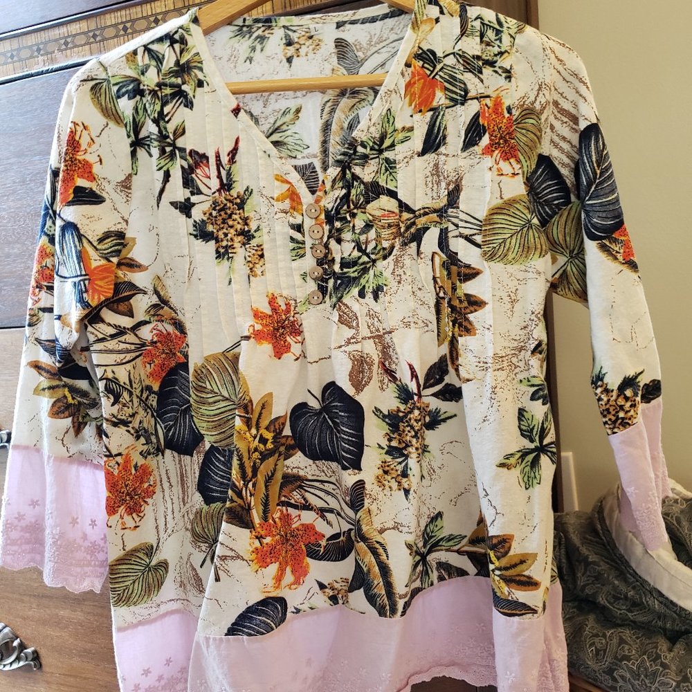 Linen Floral Top
